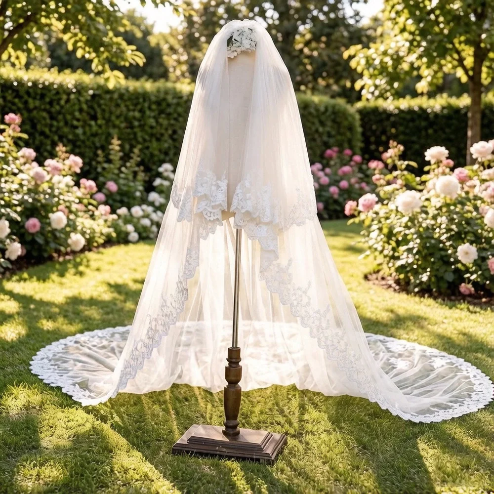 Lace Edge 3.5M Cathedral Wedding Veil - Ivory